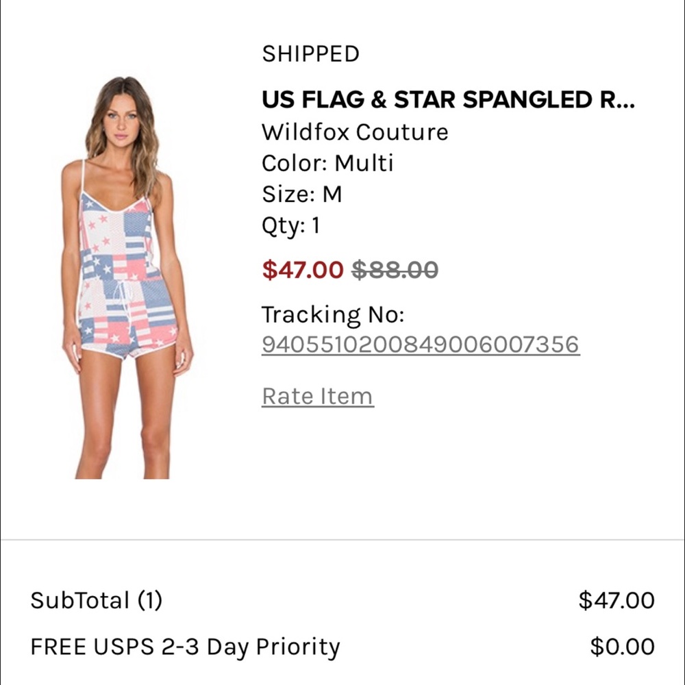 Wild fox American flag romper